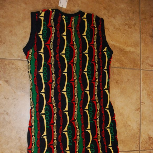 NWT Coogi Womens Multicolor Abstract Sleeveless Knitted Sweater Dress Size Large - Picture 9 of 10